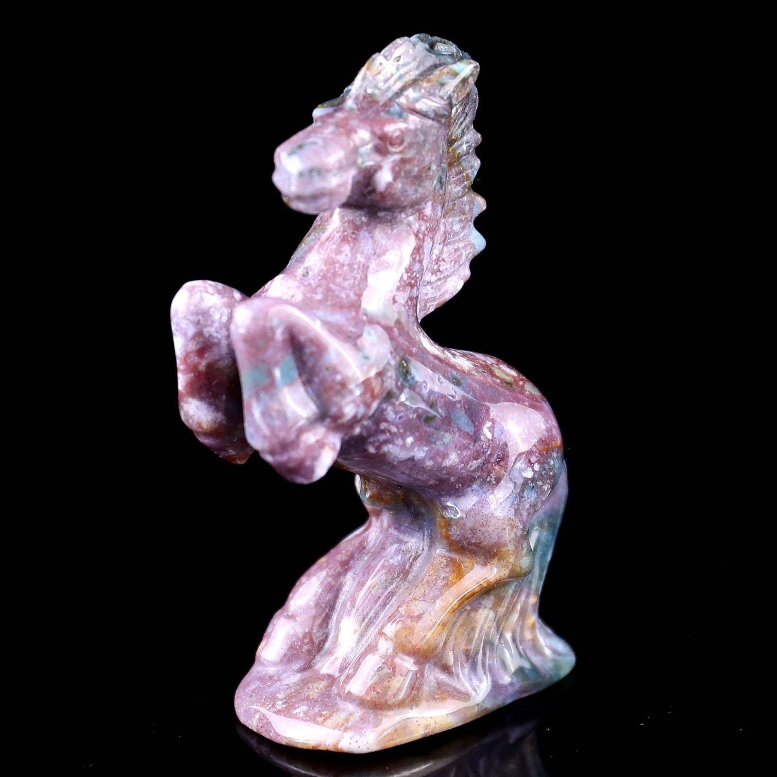 Kindred Vein 3.0" Indian Agate Hand Carved Crystal Horse Sculpture (SKU: 1100219) - Photo 7