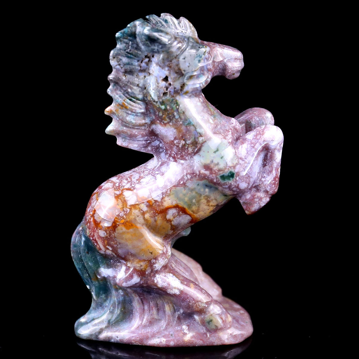 Kindred Vein 3.0" Indian Agate Hand Carved Crystal Horse Sculpture (SKU: 1100219) - Photo 3