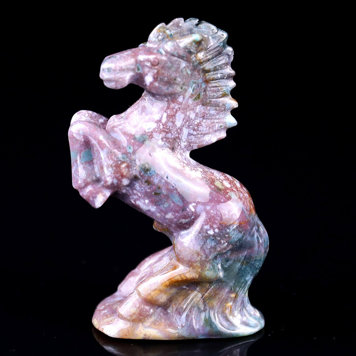 Kindred Vein 3.0" Indian Agate Hand Carved Crystal Horse Sculpture (SKU: 1100219) - Photo 4