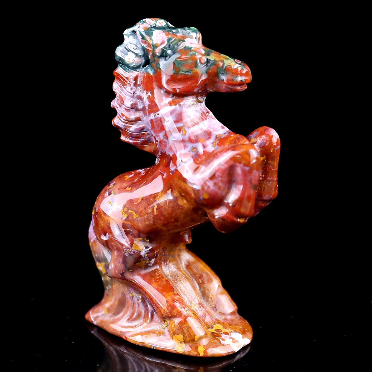 Kindred Vein 3.0" Indian Agate Hand Carved Crystal Horse Sculpture (SKU: 1100219) - Photo 8