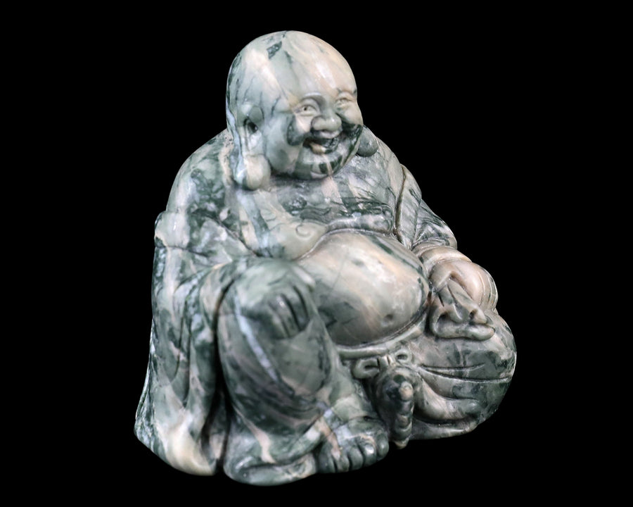 3.0×2.0×2.8" Nine Dragon Jade Hand Carved Crystal Buddha