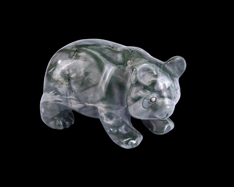 3.0" Nine Dragon Jade Hand Carved Crystal Panda | No.159