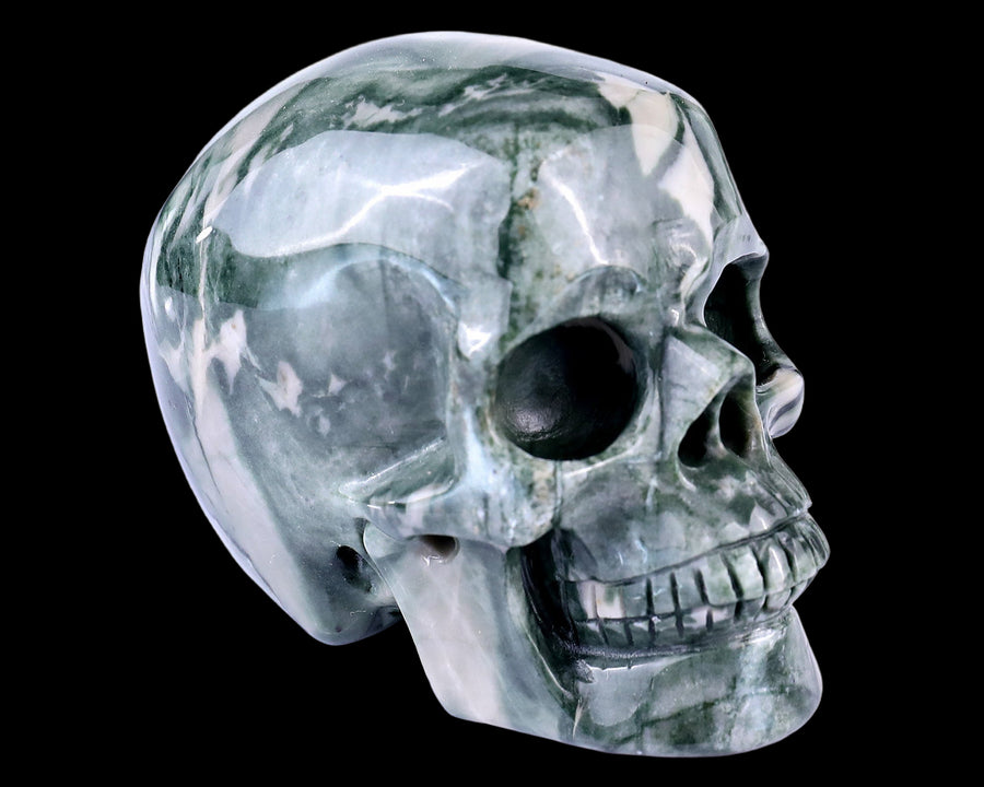 3.0" Nine Dragon Jade Hand Carved Realistic Skull | No.087