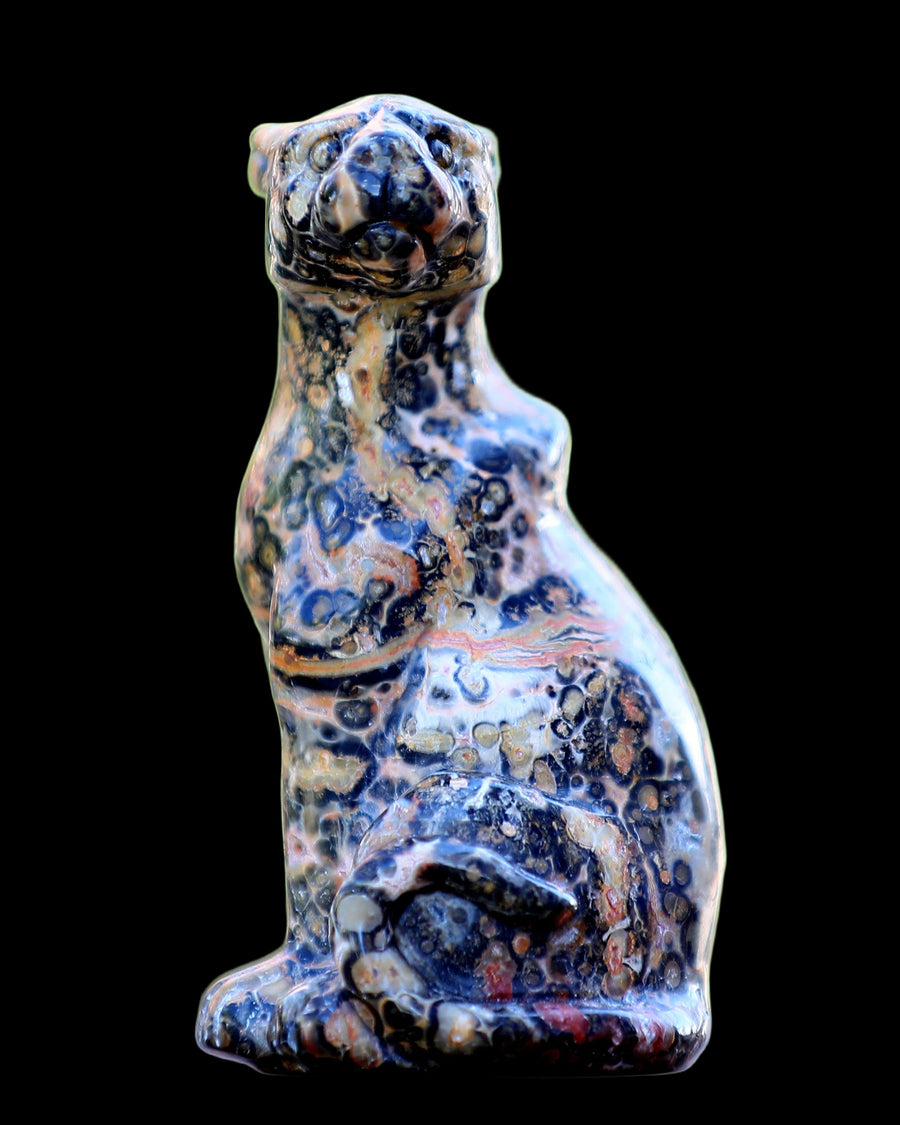 3.0" Leopard Skin Jasper Hand Carved Crystal Leopard