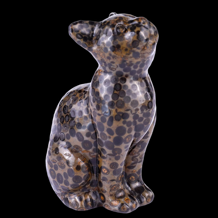 3.0" Leopard Skin Jasper Hand Carved Crystal Cat