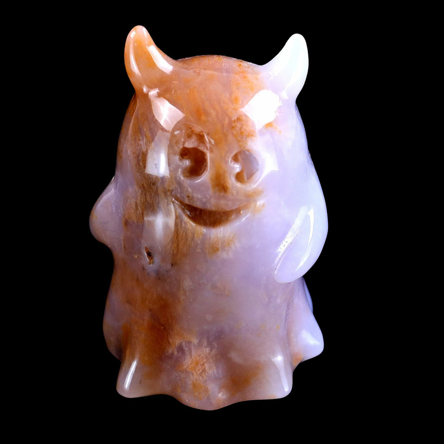 3.0" Natural Chalcedony Hand Carved Crystal Ghost, Halloween Gift