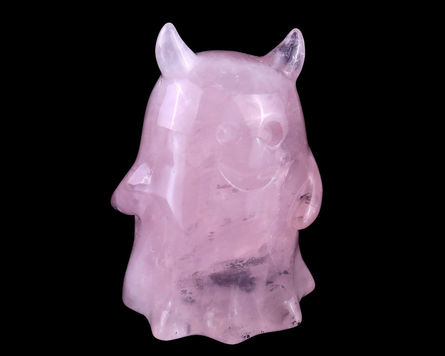 3.0" Natural Rose Quartz Hand Carved Crystal Ghost, Halloween Gift
