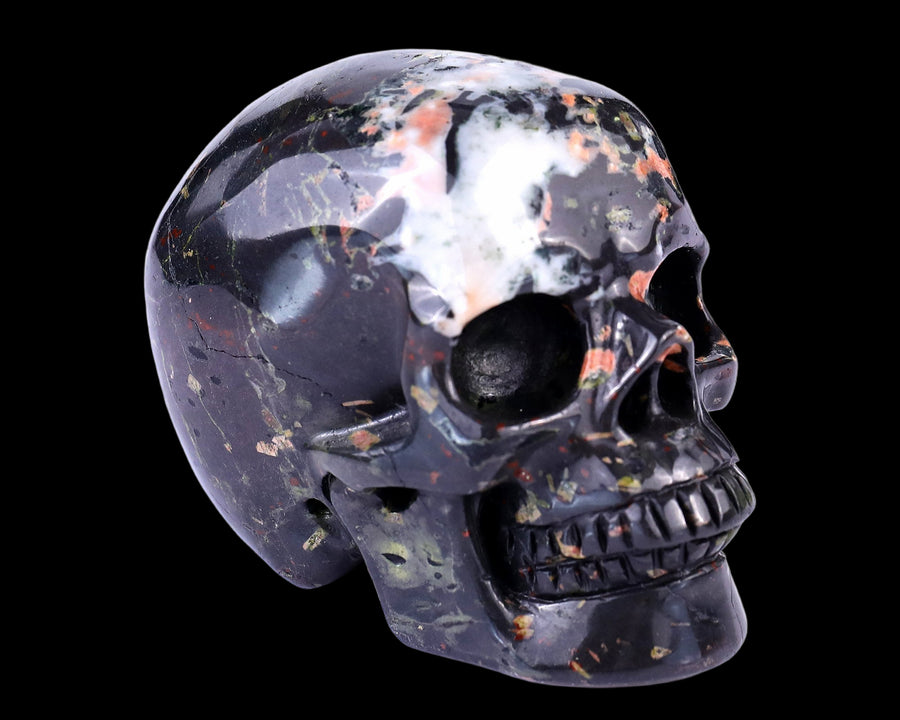 3.0" Plum Blossom Jade Hand Carved Crystal Realistic Skull