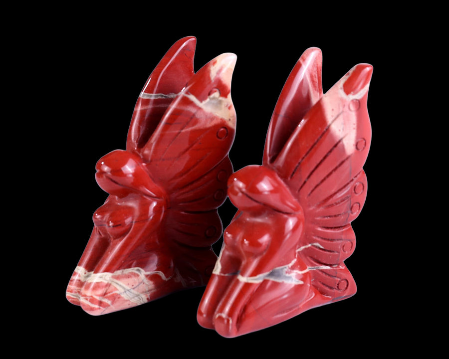3.0" Red Jasper Hand Carved Crystal Flower Faerie