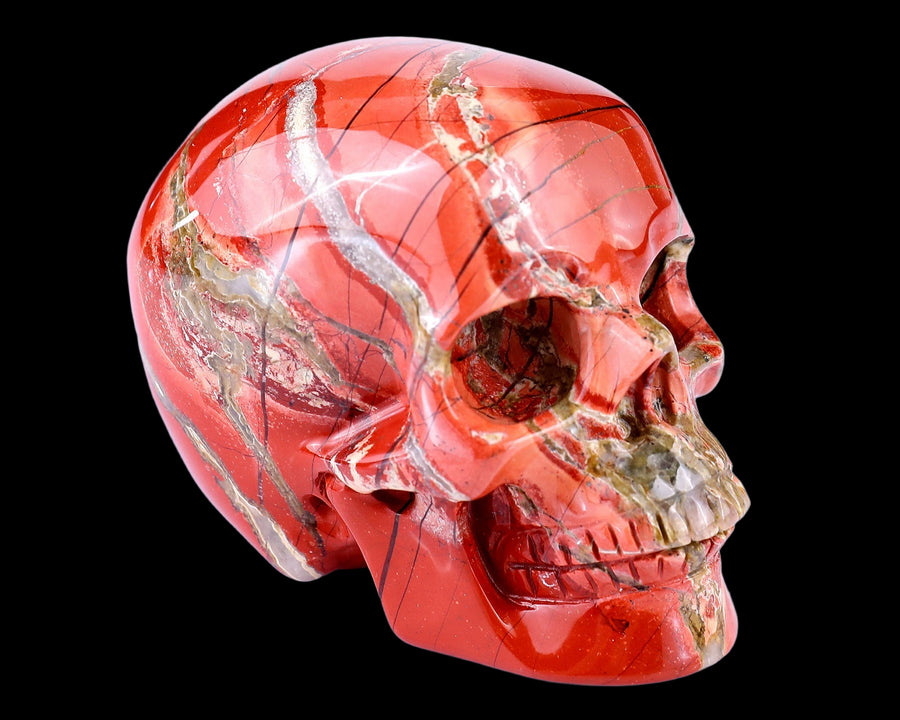 3.0" Red Jasper Hand Carved Realistic Skull | No.086