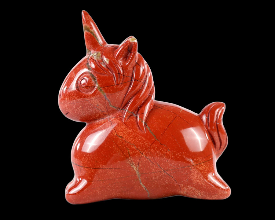 3.0" Red Jasper Hand Carved Crystal Unicorn