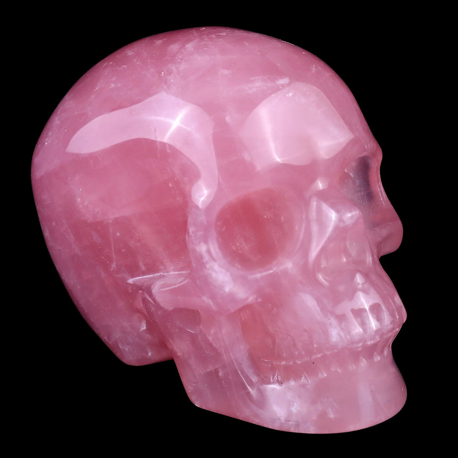 3.0" Rose Quartz Hand Carved Realistic Skull | No.018
