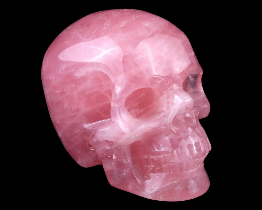 3.0" Rose Quartz Hand Carved Realistic Skull | No.097