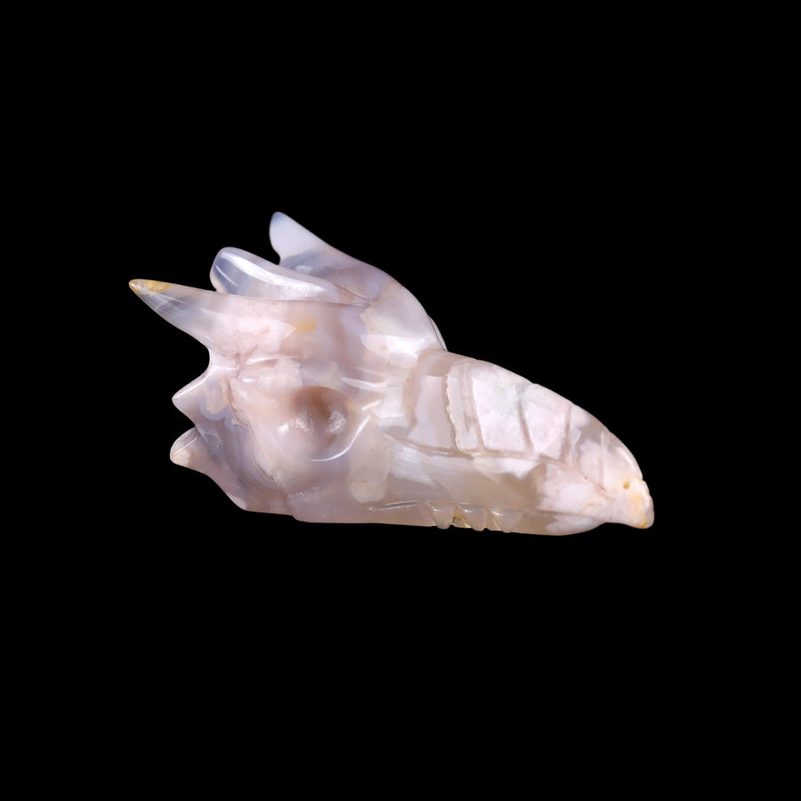 3.0" Sakura Agate Hand Carved Phoenix Skull