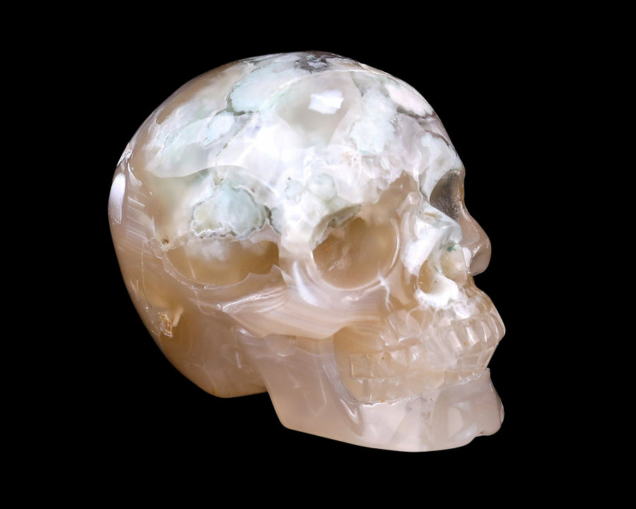 3.0" Sakura Agate Hand Carved Realistic Skull | No.055