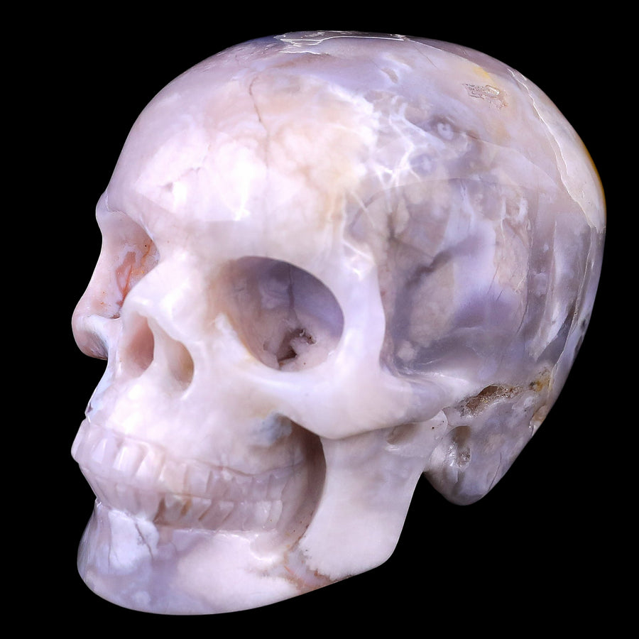 3.0" Sakura Agate Hand Carved Realistic Skull | No.011