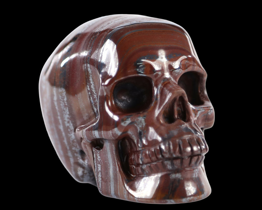 3.0" Tiger Iron Hand Carved Realistic Skull | No.007