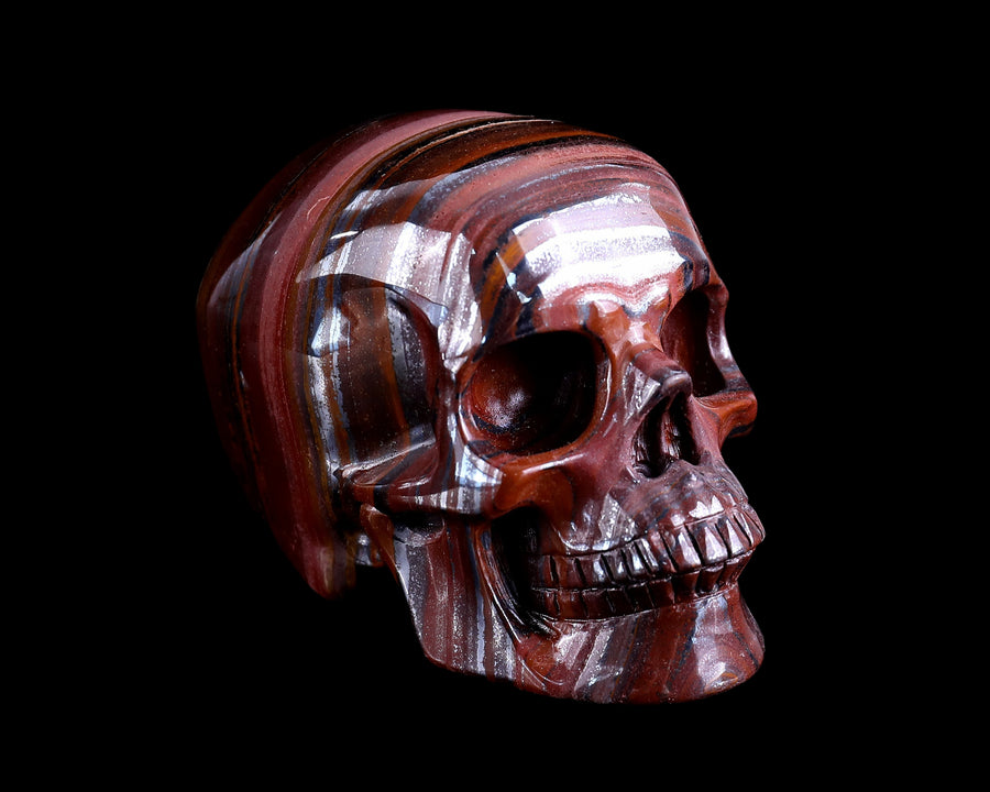 3.0" Tiger Iron Hand Carved Realistic Skull | No.157