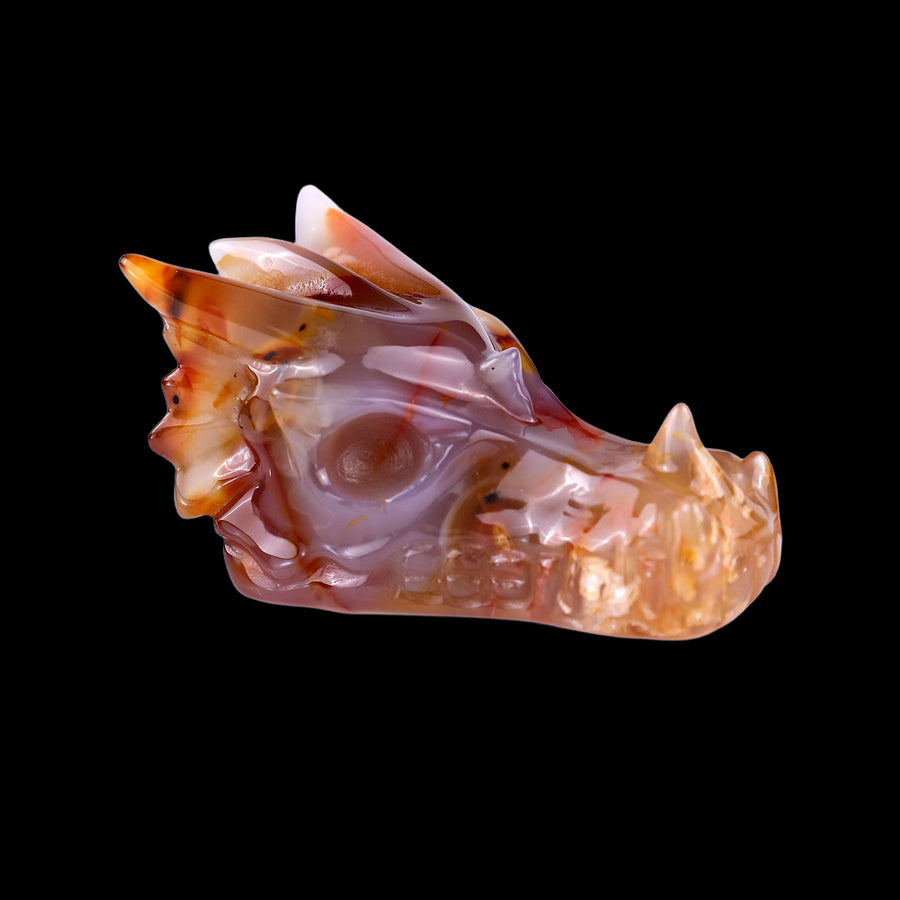 3.0" Agate Hand Carved Crystal Dragon Skull