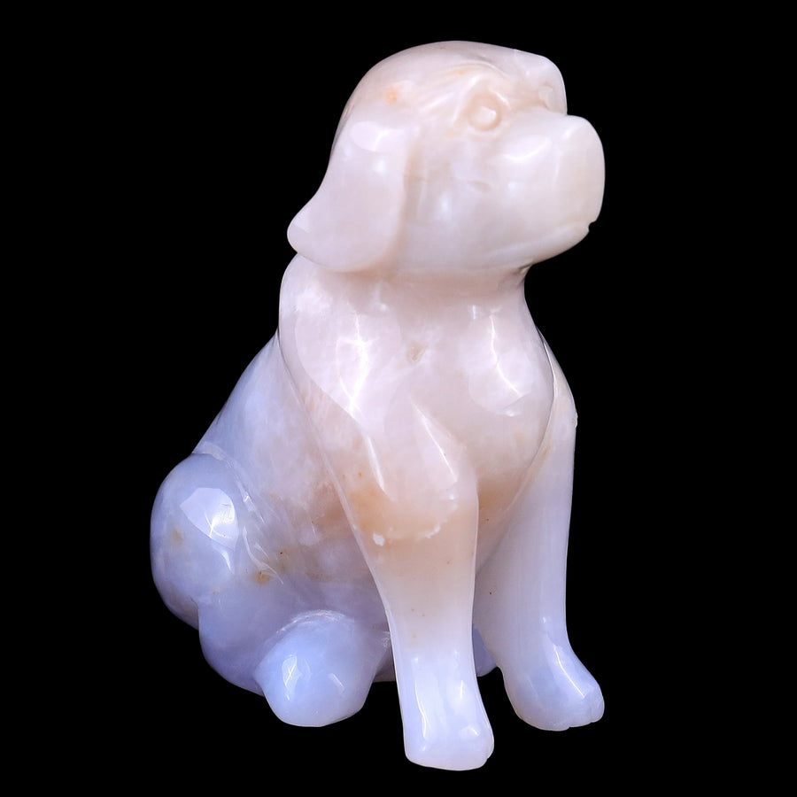 3.1" Blue Chalcedony Hand Carved Crystal Dog