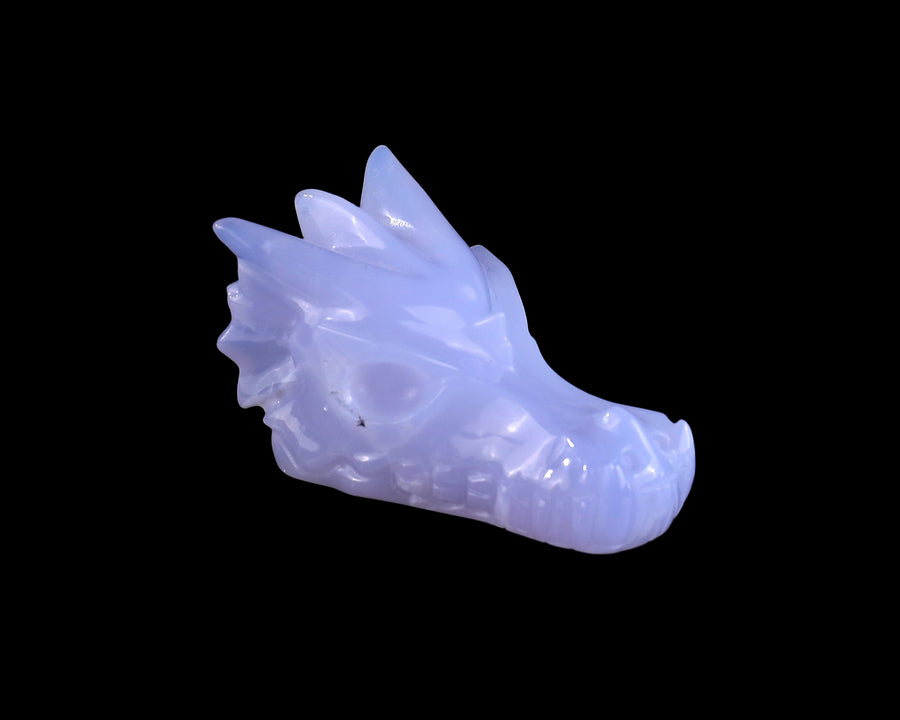 3.0" Blue Chalcedony Hand Carved Dragon Skull