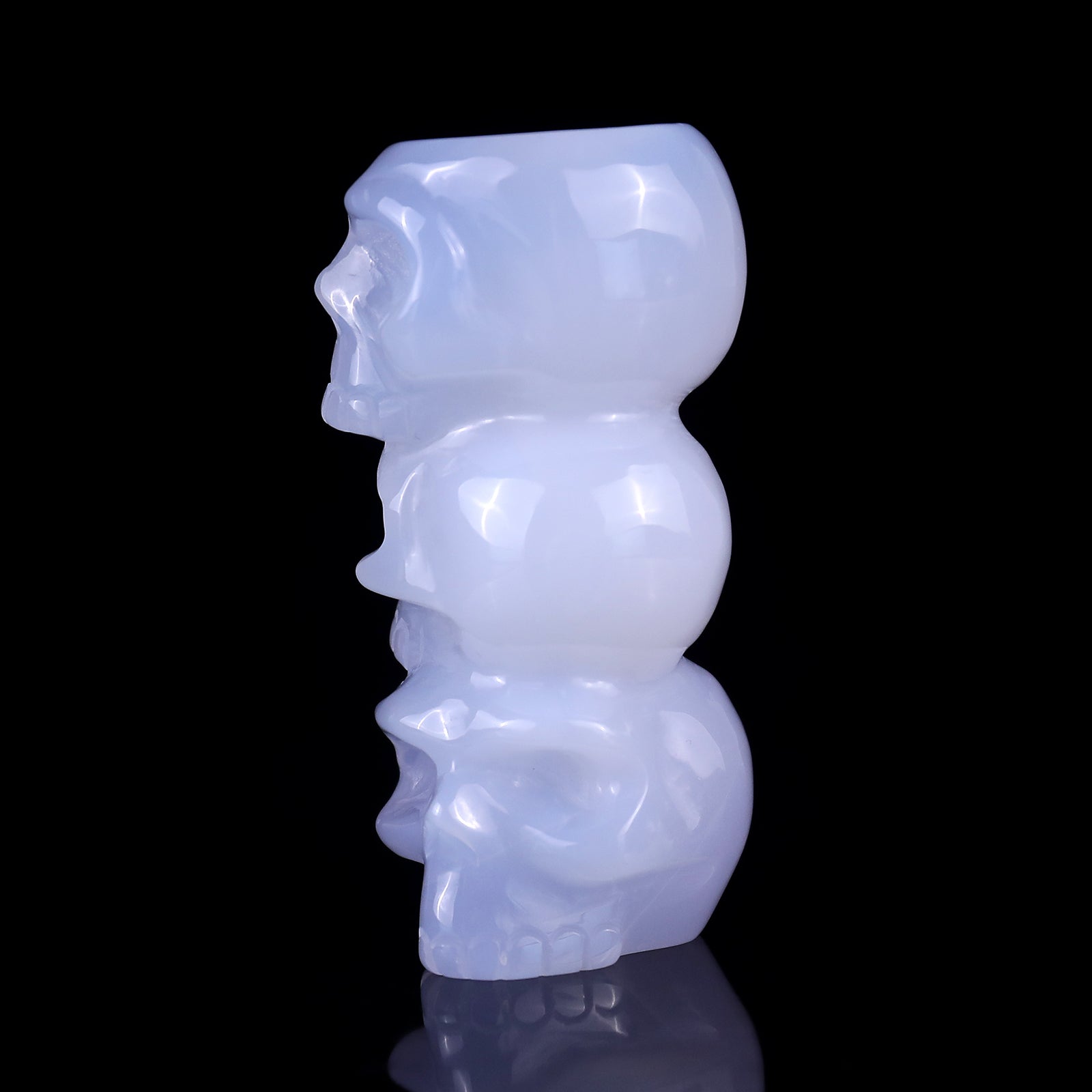 Kindred Vein 3.1" Blue Chalcedony Hand Carved Crystal Skulls Sculpture (SKU: 2100045) - Photo 7