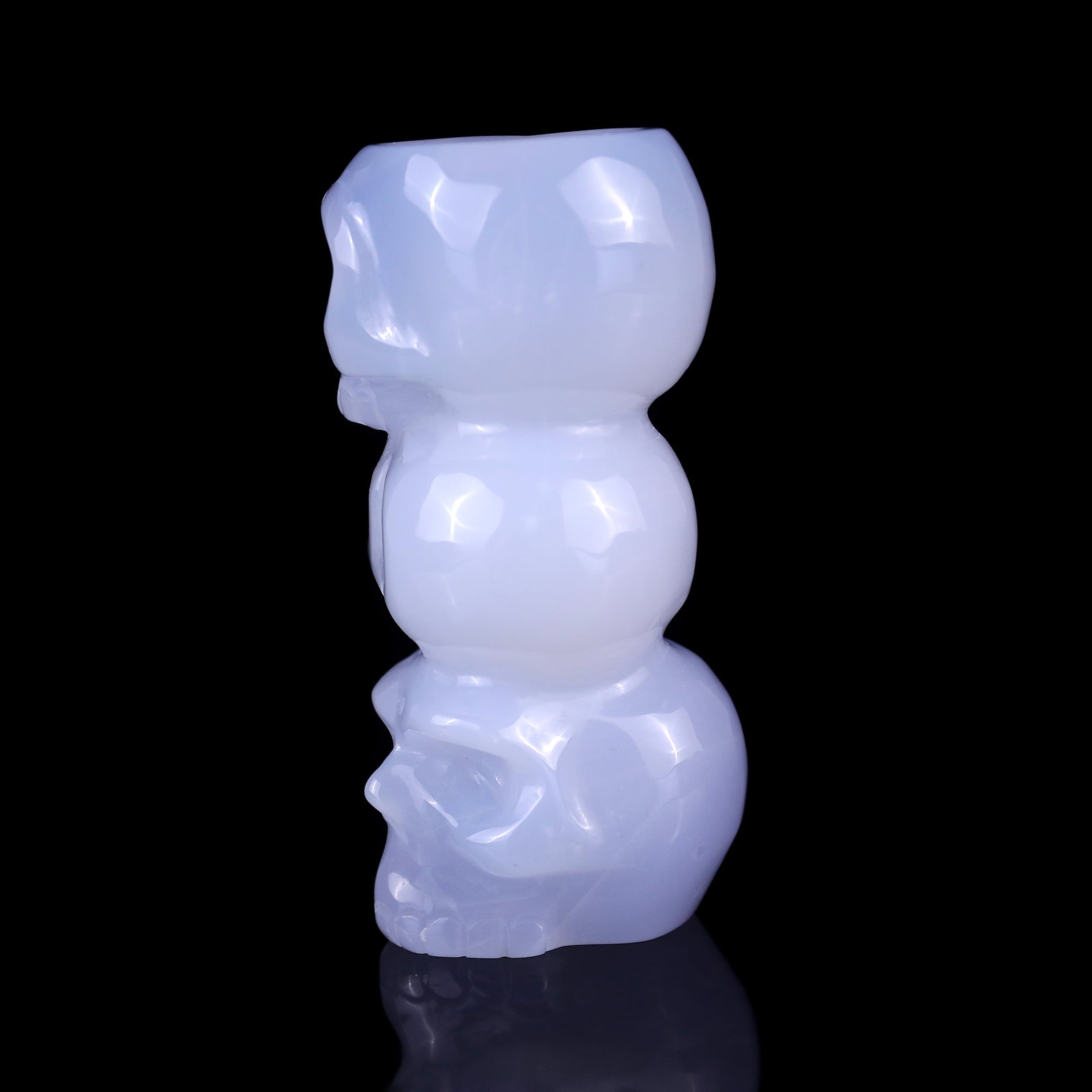Kindred Vein 3.1" Blue Chalcedony Hand Carved Crystal Skulls Sculpture (SKU: 2100045) - Photo 4