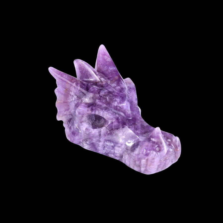 3.0" Dream Amethyst Hand Carved Dragon Skull