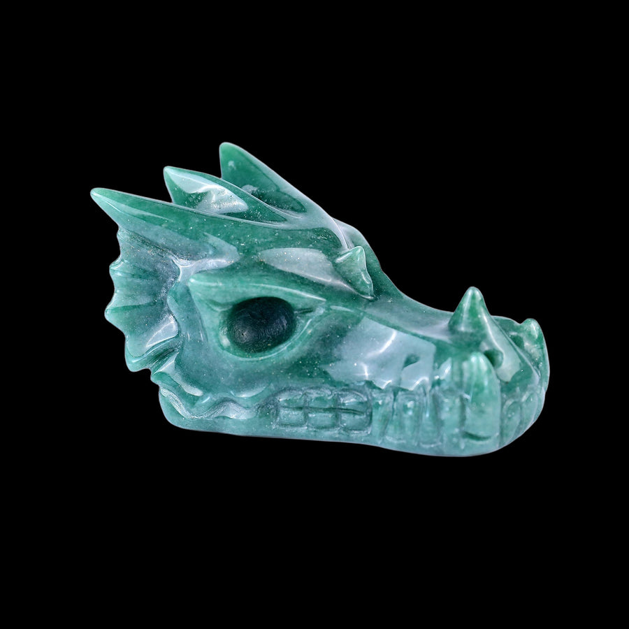 3.0" Green Aventurine Hand Carved Dragon Skull
