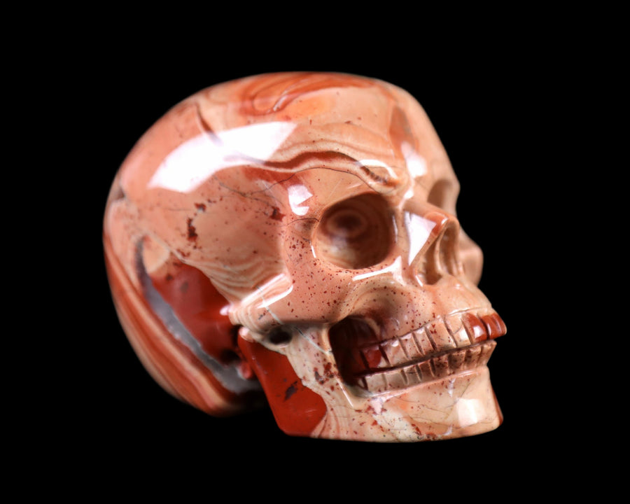 3.1" Red Jasper Hand Carved Realistic Skull