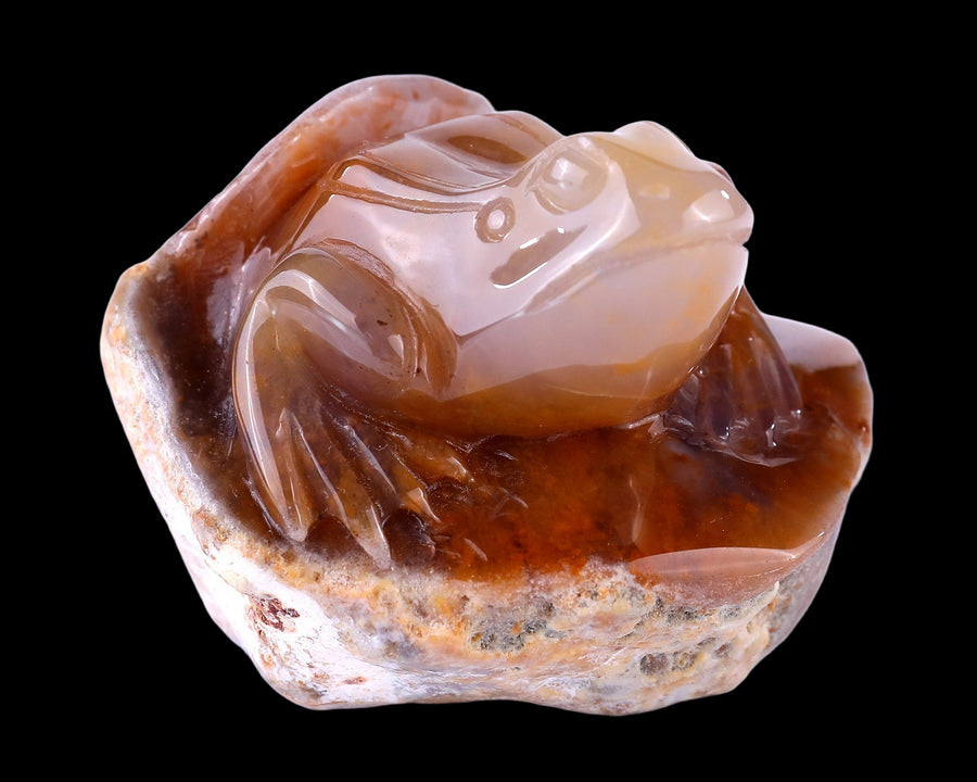 3.2" Chalcedony Hand Carved Crystal Frog