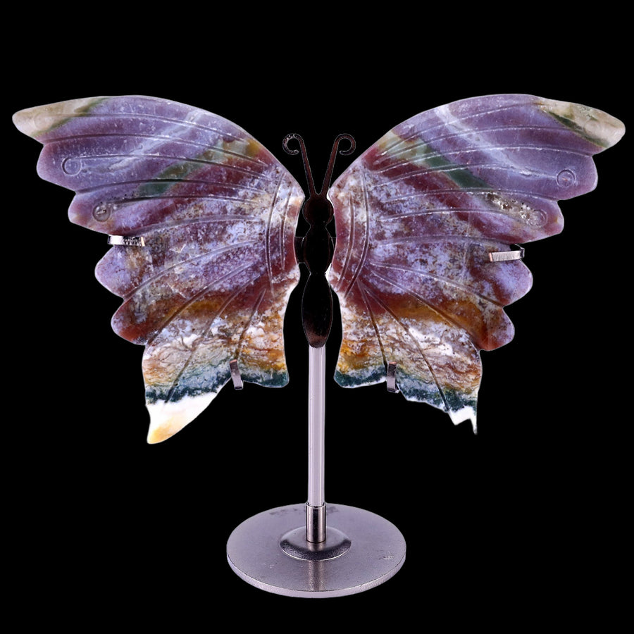 3.5" Indian Agate Hand Carved Butterfly Wings