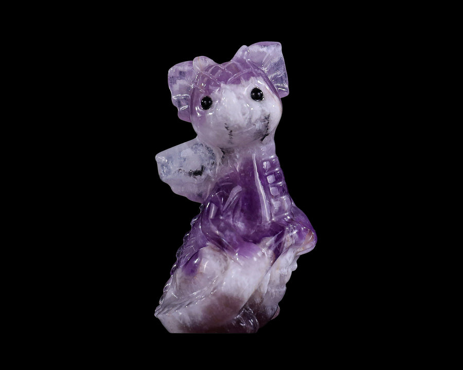 3.3" Amethyst Hand Carved Crystal Cute Baby Dragon