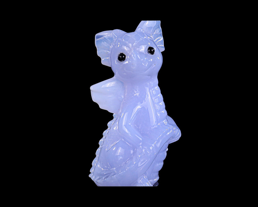 3.3" Blue Chalcedony Hand Carved Cute Baby Dragon
