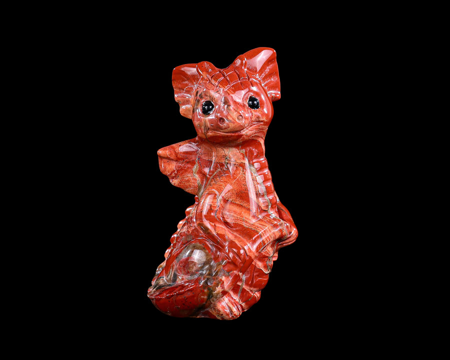 3.3" Red Jasper Hand Carved Cute Baby Dragon