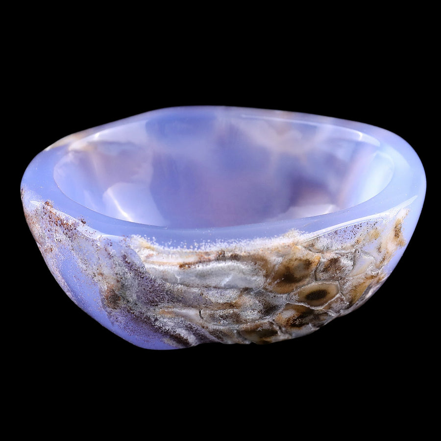 3.4" Blue Chalcedony Hand Carved Crystal Bowl | No.163