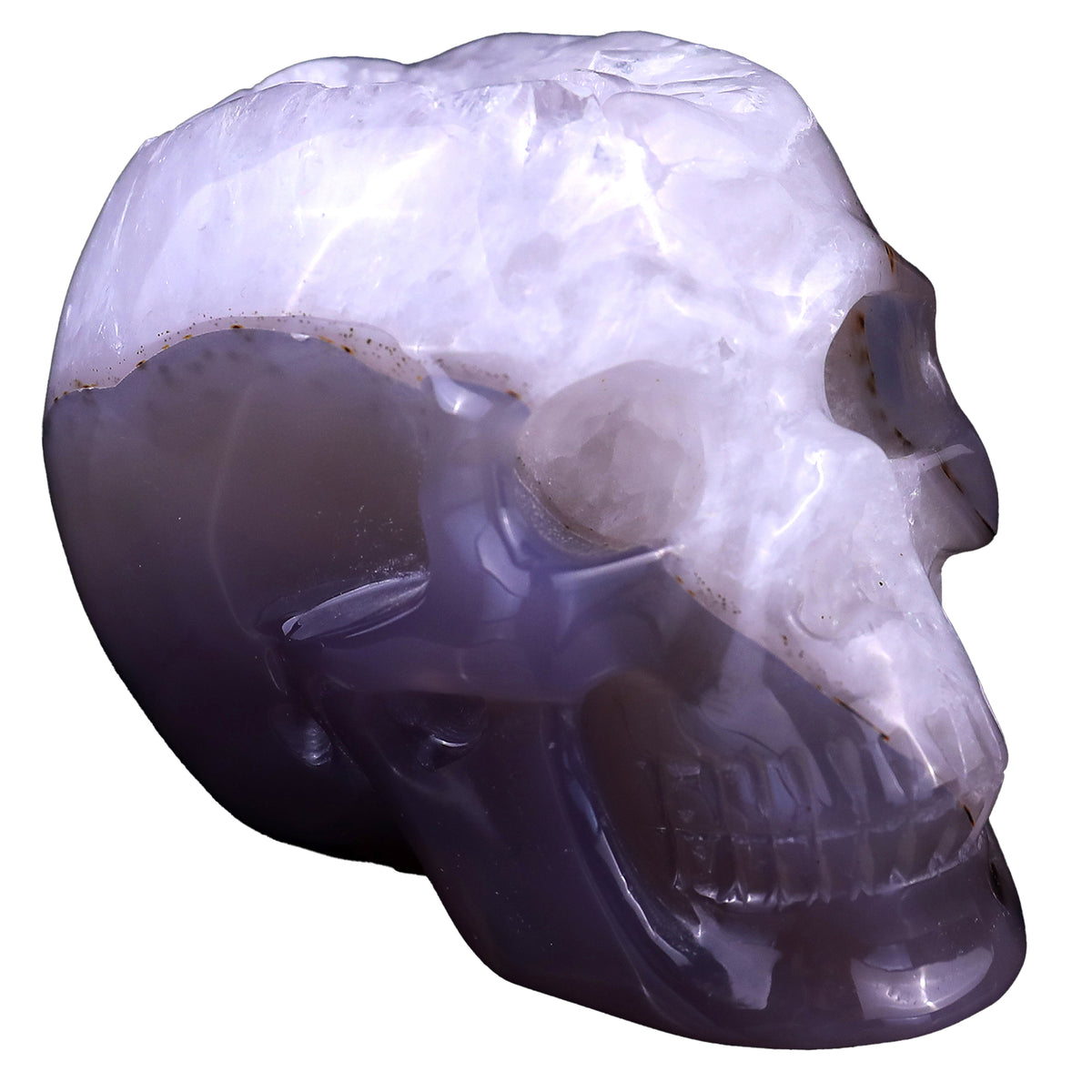 Kindred Vein 3.4" Geode Agate Hand Carved Crystal Geode Skull Sculpture (SKU: 2100009) - Photo 1