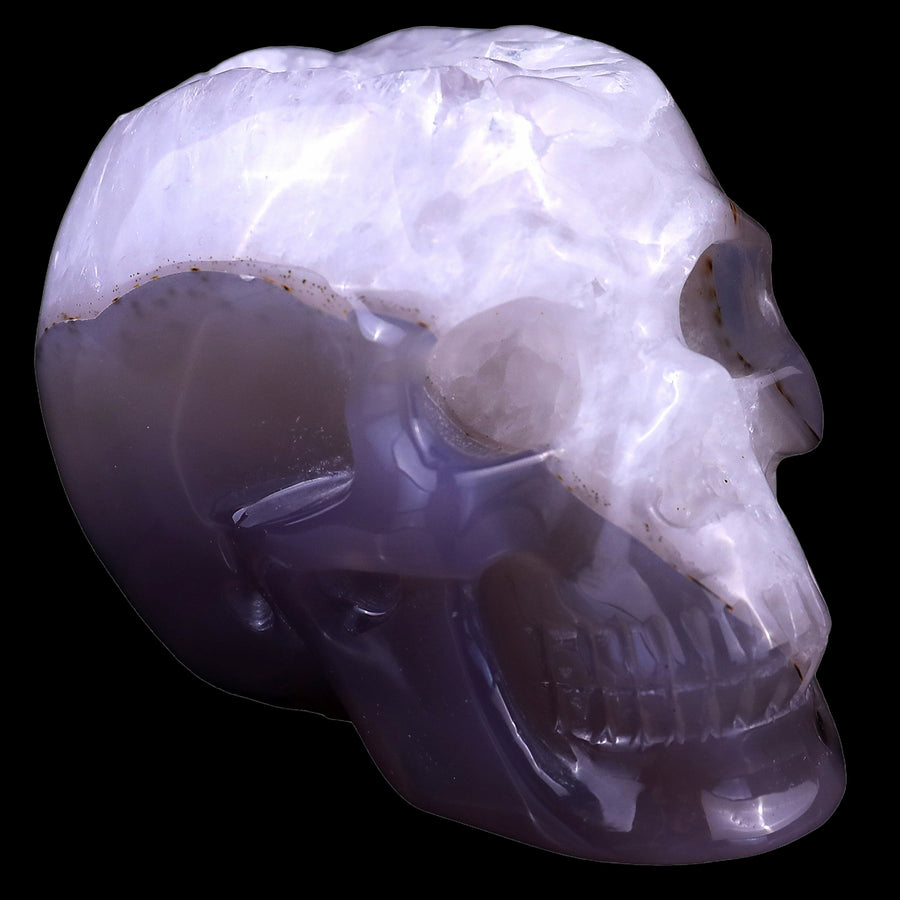 3.4" Geode Agate Hand Carved Crystal Geode Skull | No.009