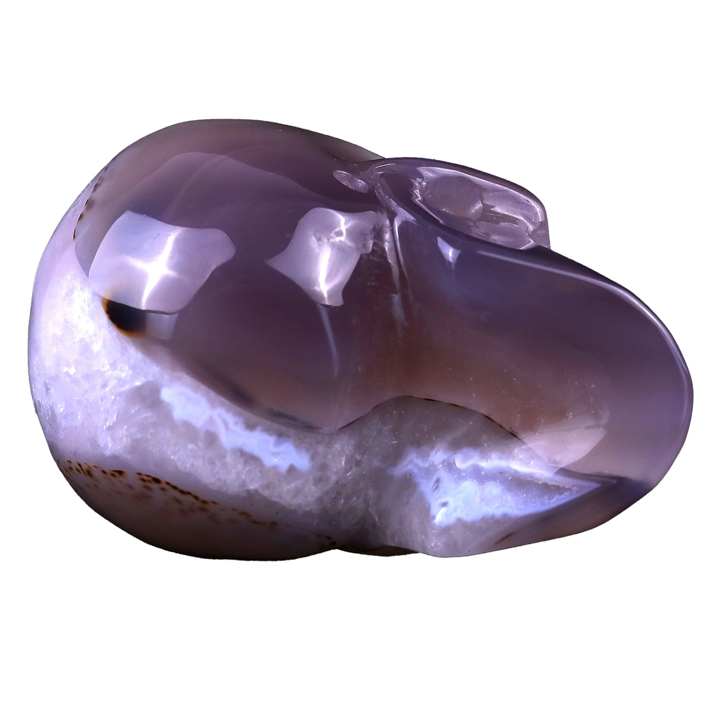 Kindred Vein 3.4" Geode Agate Hand Carved Crystal Geode Skull Sculpture (SKU: 2100009) - Photo 5