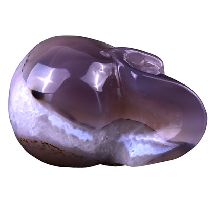 Kindred Vein 3.4" Geode Agate Hand Carved Crystal Geode Skull Sculpture (SKU: 2100009) - Photo 5