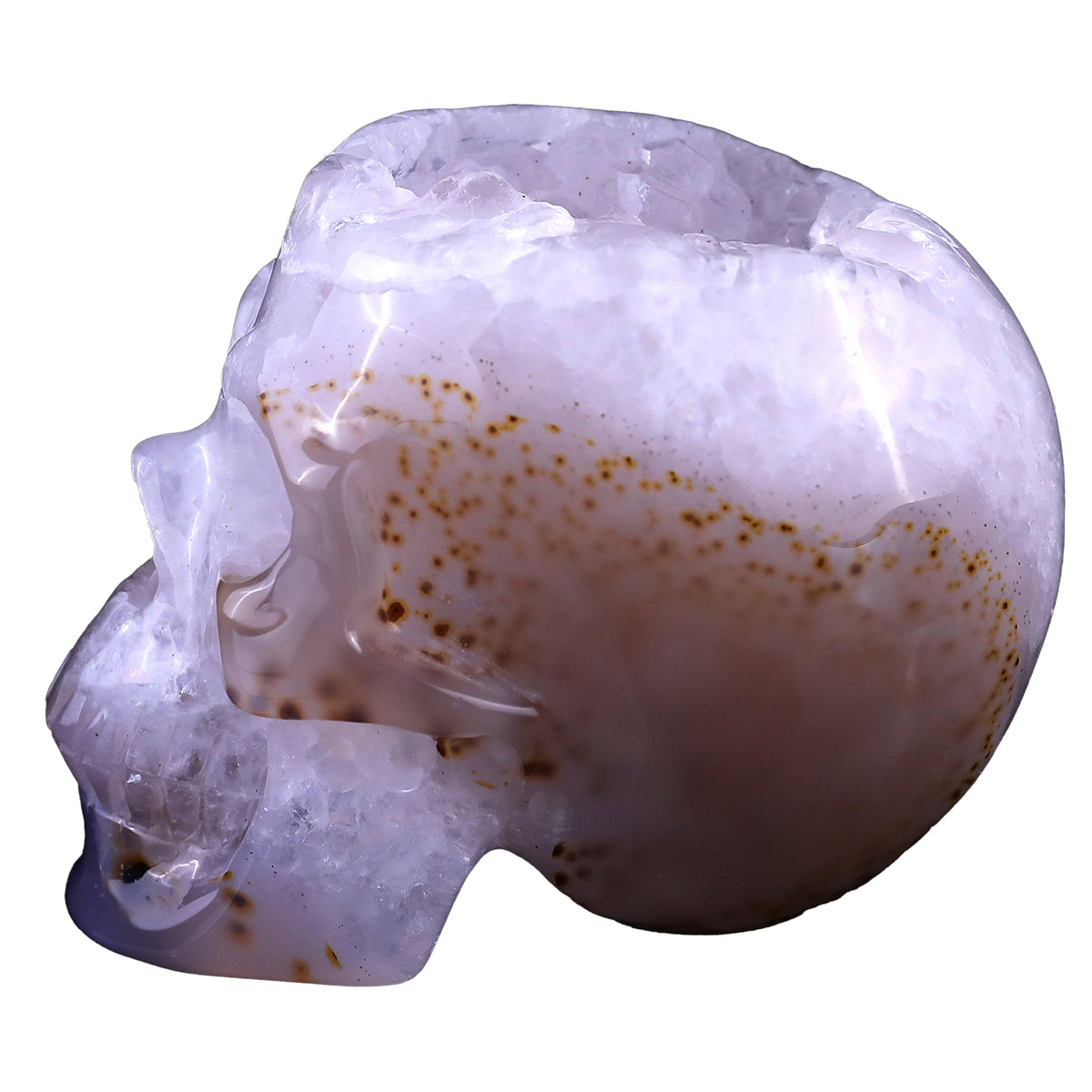 Kindred Vein 3.4" Geode Agate Hand Carved Crystal Geode Skull Sculpture (SKU: 2100009) - Photo 4