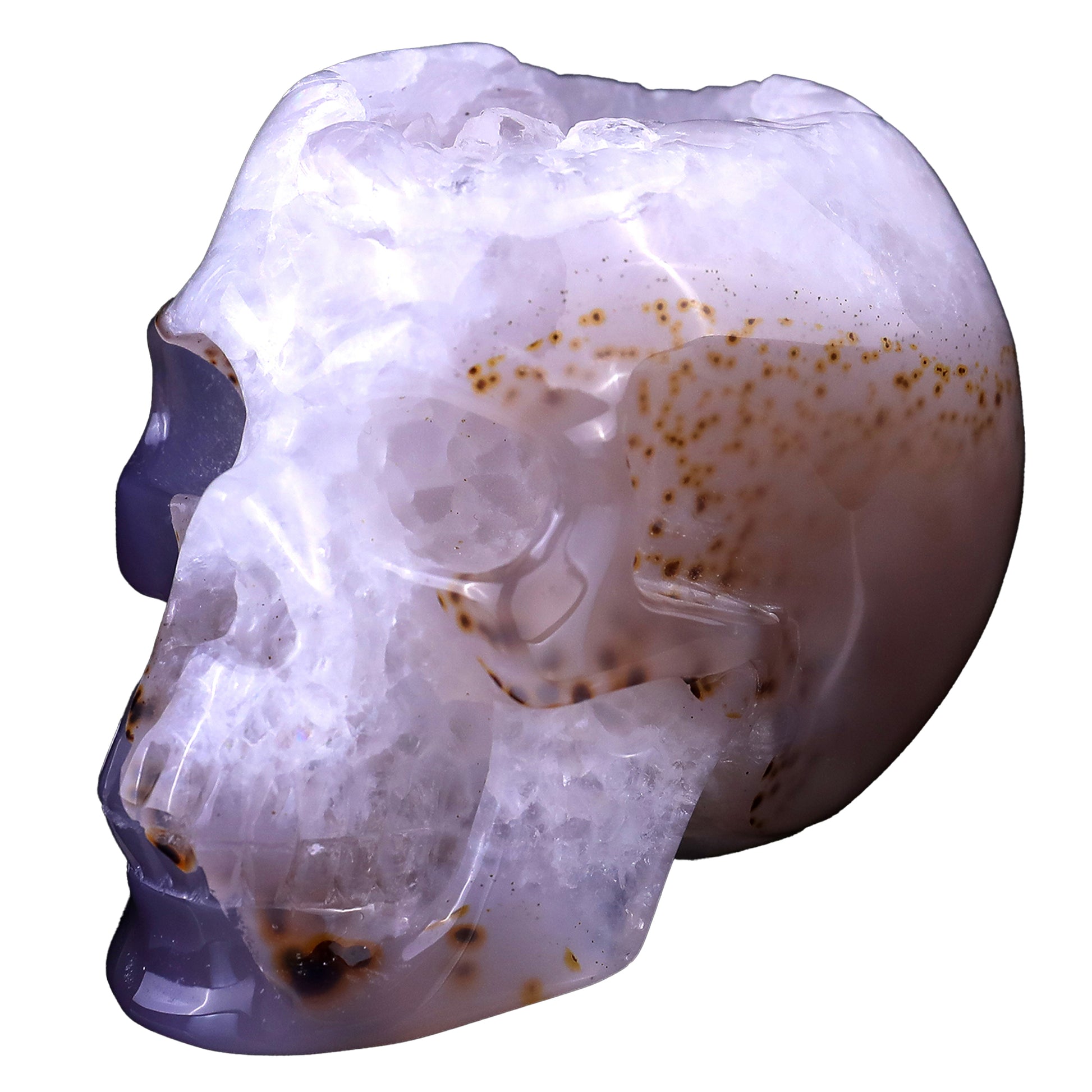 Kindred Vein 3.4" Geode Agate Hand Carved Crystal Geode Skull Sculpture (SKU: 2100009) - Photo 8