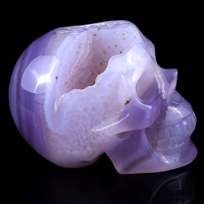 Kindred Vein 3.4" Geode Agate Hand Carved Crystal Geode Skull Sculpture (SKU: 2100009) - Photo 14