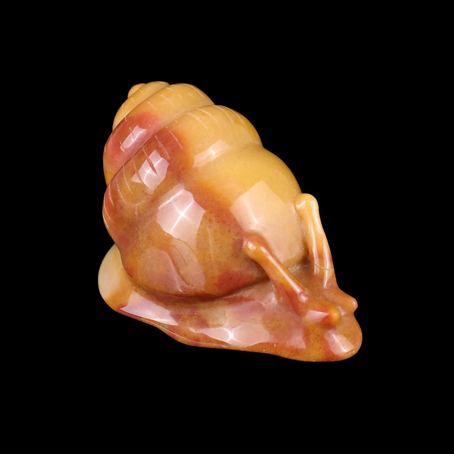 3.4" Golden Silk Jade Hand Carved Crystal Snail