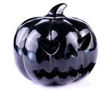 2.6" Black Obsidian Hand Carved Crystal Pumpkin