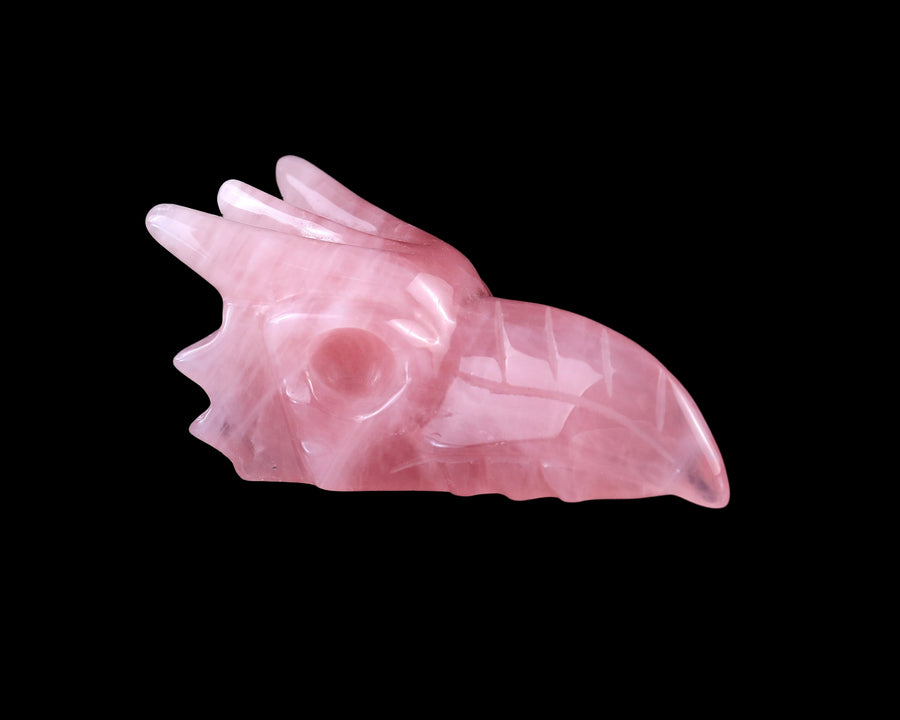 3.5" Rose Quartz Hand Carved Crystal Phoenix Skull