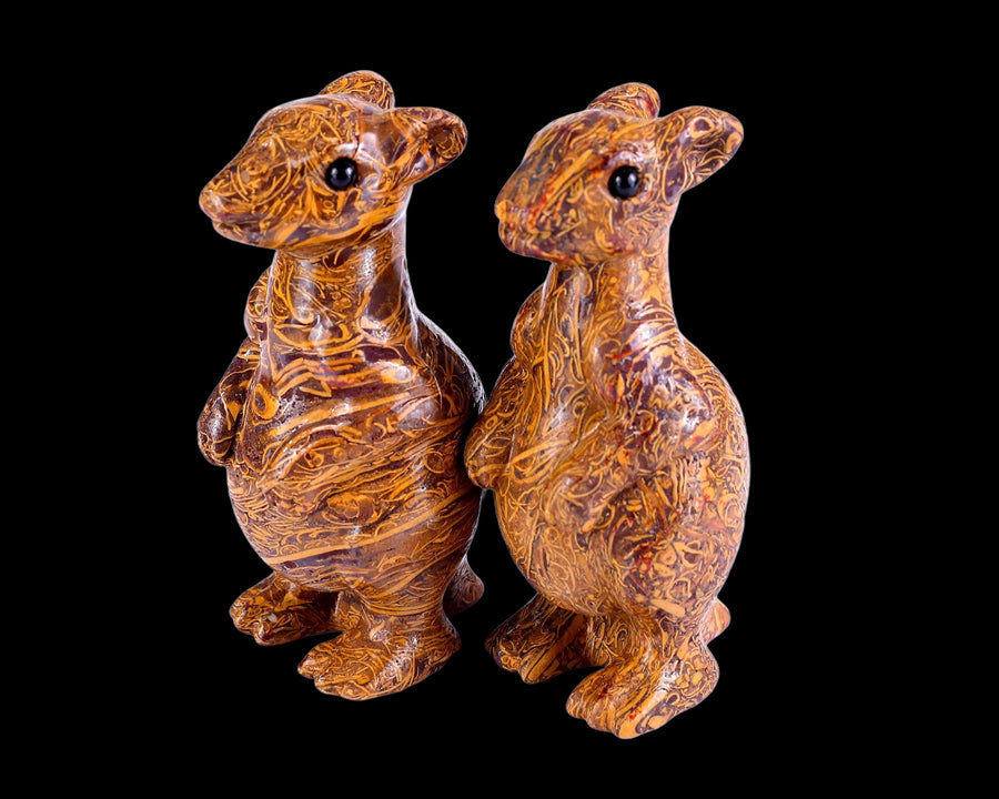 3.6" Elephant Skin Jasper Hand Carved Kangaroo