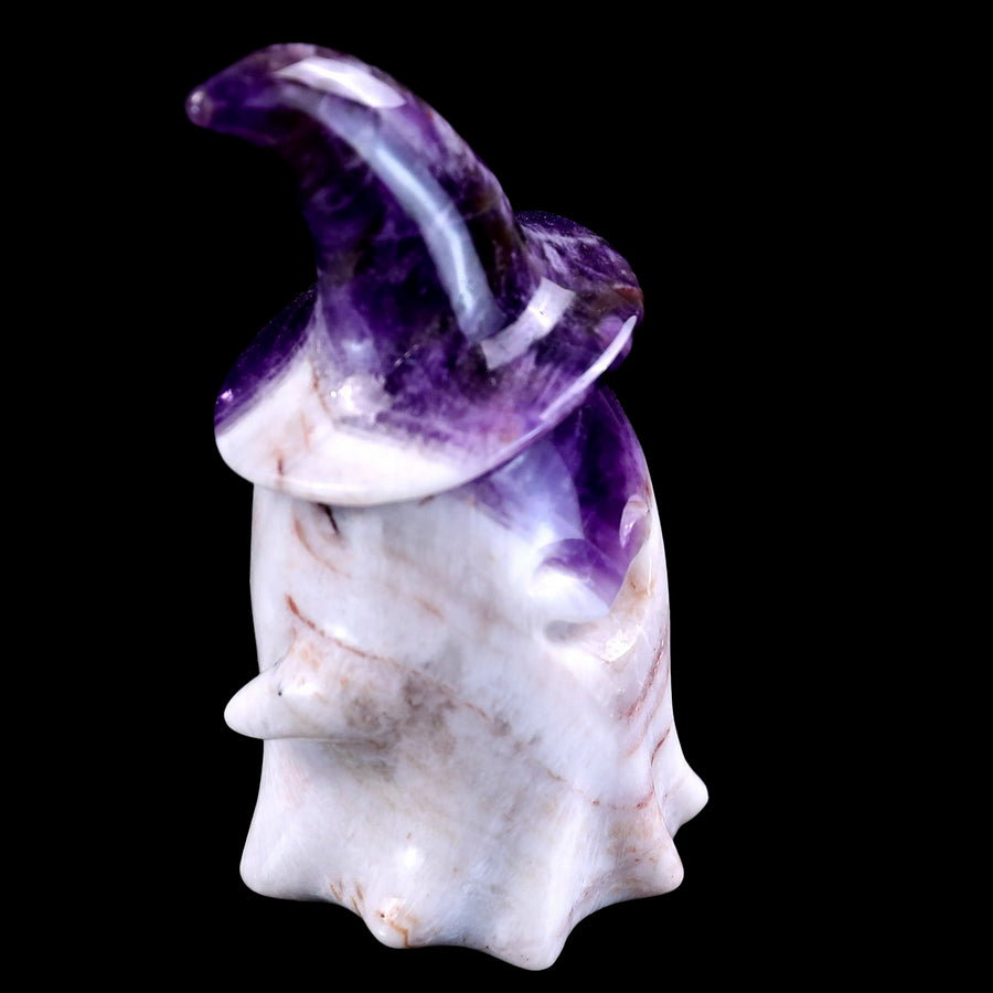 3.6" Natural Dream Amethyst Hand Carved Crystal Wizard Ghost, Halloween Gift