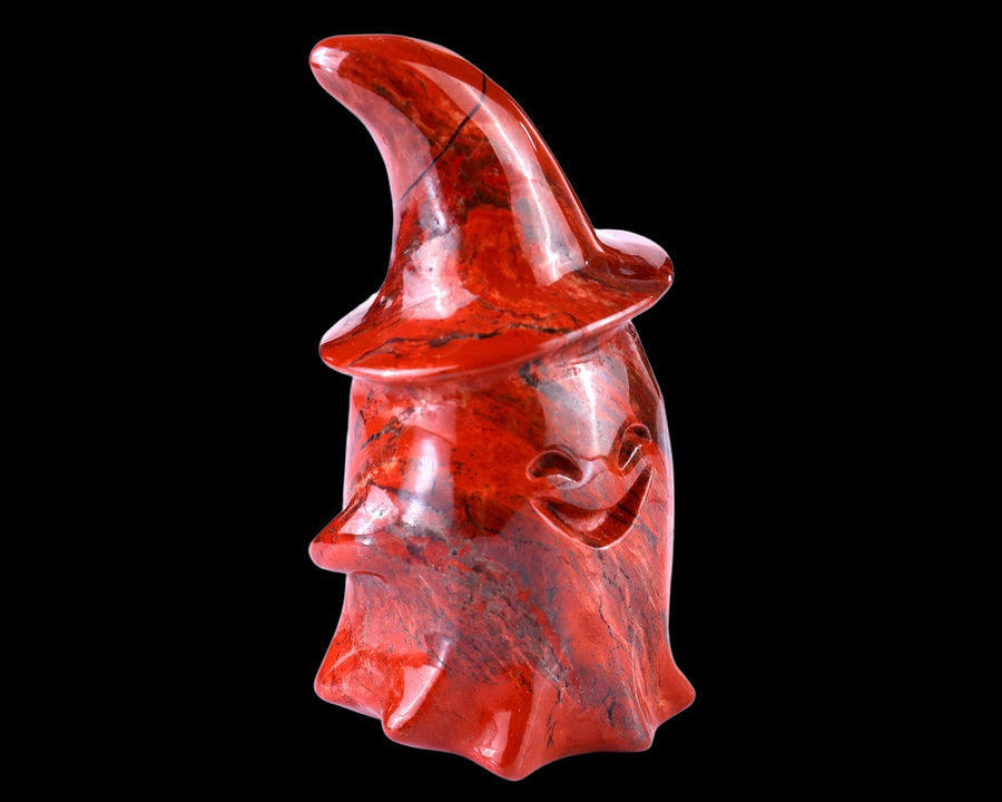 2.8" Natural Red Jasper Hand Carved Crystal Wizard Ghost, Halloween Gift