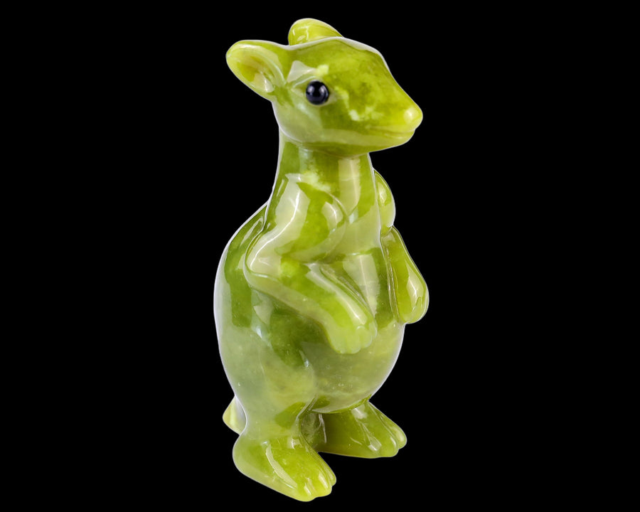 3.6" Serpentine Hand Carved Crystal Kangaroo